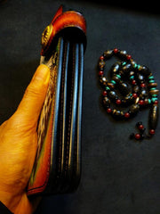 Handmade Leather Skull Indian Mens Chain Wallet Biker Wallet Cool Leather Wallet Long Tooled Wallets for Men - imessengerbags