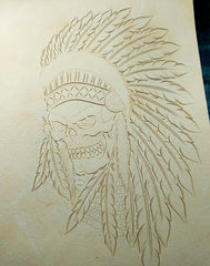 Handmade Leather Skull Indian Mens Chain Wallet Biker Wallet Cool Leather Wallet Long Tooled Wallets for Men - imessengerbags