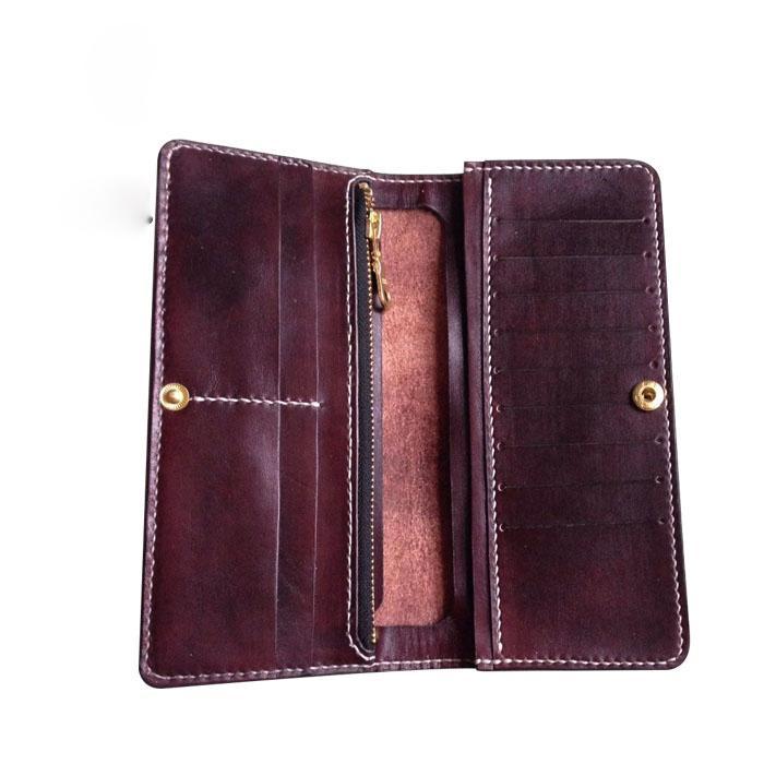 Handmade Leather Tibetan Tooled Mens billfold Wallet Cool Chain Wallet