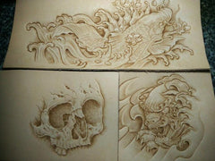 Handmade Leather Skull Tooled Mens billfold Wallet Cool Leather Wallet Slim Wallet for Men - imessengerbags