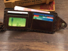 Handmade Cool Leather Small Mens Wallet Bifold billfold Wallet for Men - imessengerbags