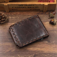 Handmade Cool Leather Small Mens Wallet Bifold billfold Wallet for Men - imessengerbags