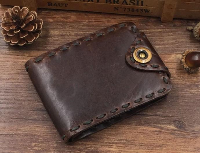 Handmade Cool Leather Small Mens Wallet Bifold billfold Wallet for Men - imessengerbags