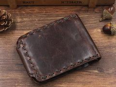 Handmade Cool Leather Small Mens Wallet Bifold billfold Wallet for Men