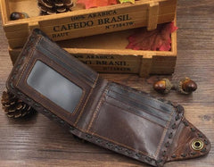 Handmade Cool Leather Small Mens Wallet Bifold billfold Wallet for Men - imessengerbags