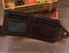 Handmade Cool Leather Small Mens Wallet Bifold billfold Wallet for Men - imessengerbags