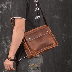 Handmade Leather Small Messenger Bag Shoulder Bag For Men - imessengerbags
