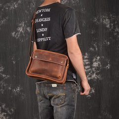 Handmade Leather Small Messenger Bag Shoulder Bag For Men - imessengerbags