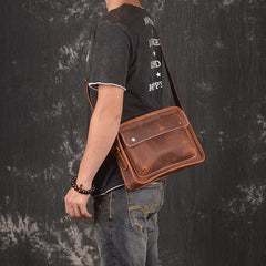 Handmade Leather Small Messenger Bag Shoulder Bag For Men - imessengerbags