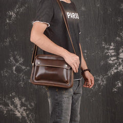 Handmade Leather Small Messenger Bag Shoulder Bag For Men - imessengerbags