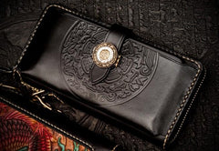 Handmade Leather Tooled Tibetan Mens Chain Biker Wallet Cool Leather W –  iwalletsmen