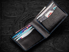 Handmade Leather Tooled Chinese Lion Mens billfold Wallet Cool Slim Wallet Biker Wallet for Men - imessengerbags