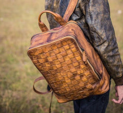 Handmade Leather Vintage Brown Mens Cool Leather Backpack Travel Bag for men