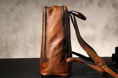 Handmade Leather Vintage Brown Mens Cool Leather Backpack Travel Bag for men
