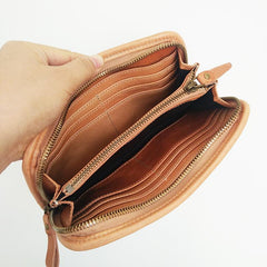 Handmade Mens Black Long Wallet Brown Cool Zipper Long Wallet Clutch Wallet For Men - imessengerbags