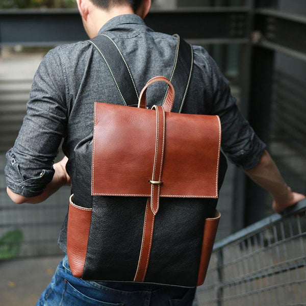 Handmade Mens Leather Backpacks Cool Travel Backpacks Laptop Backpack for men - imessengerbags