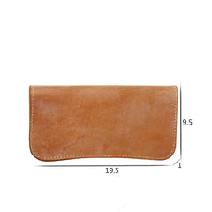 Handmade Mens Brown Leather Long Wallet Bifold Long Wallet Brown Card Wallet For Men - imessengerbags