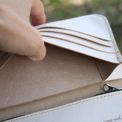 Handmade Mens Tooled Floral Leather Long Chain Wallet Cool Biker Wallet with Chain - imessengerbags