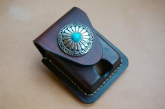 Black Leather Mens Classic Zippo Lighter Case Cool Handmade Standard Zippo Lighter Holder for Men