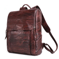 Handmade Cool Leather Men's Backpack Travel Backpack 14inch Computer Backpack For Men - imessengerbags