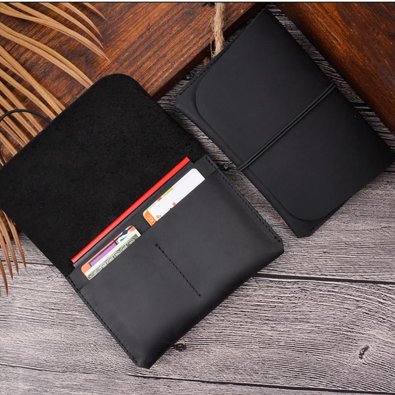 Vintage Brown Leather Men's Passport Wallet Black Travel Wallet Card Wallet For Men - imessengerbags
