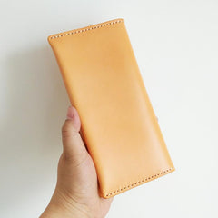 Handmade Mens Leather Brown Long Wallets Wine Red Bifold Long Wallet Clutch for Men - imessengerbags