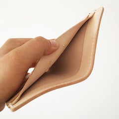 Handmade Vertical Mens Leather Beige billfold Small Wallet Cool Small Slim Bifold Wallets for Men - imessengerbags