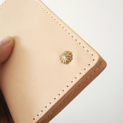 Handmade Vertical Mens Leather Beige billfold Small Wallet Cool Small Slim Bifold Wallets for Men - imessengerbags