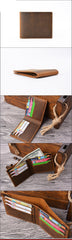 Vintage Brown Leather Men's Small Bifold Wallet Black Slim billfold Wallet For Men - imessengerbags