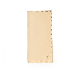 Handmade Studded Mens Light Beige Leather Long Wallets Cool Bifold Long Wallet for Men - imessengerbags