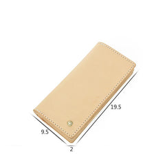 Handmade Studded Mens Light Beige Leather Long Wallets Cool Bifold Long Wallet for Men - imessengerbags
