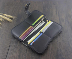 Handmade Tooled Leather Men's Biker Wallet Motorcycle Wallet Long Wallet with Chain For Men - imessengerbags