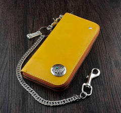 Cool Leather Men's Long Wallet with Chain Biker Chain Wallet Biker Wallet For Men - imessengerbags