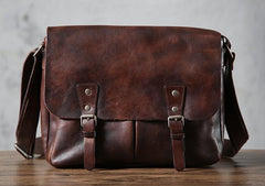 Handmade Vintage Leather Mens Cool Shoulder Bag Messenger Bag Chest Bag Bike Bag Cycling Bag for men - imessengerbags