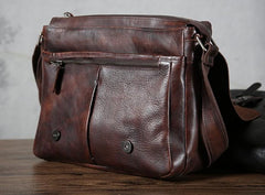 Handmade Vintage Leather Mens Cool Shoulder Bag Messenger Bag Chest Bag Bike Bag Cycling Bag for men - imessengerbags