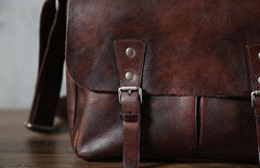 Handmade Vintage Leather Mens Cool Shoulder Bag Messenger Bag Chest Bag Bike Bag Cycling Bag for men - imessengerbags