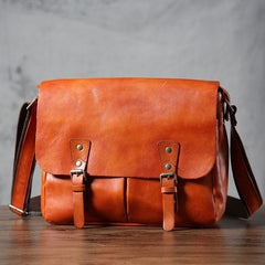 Handmade Vintage Leather Mens Cool Shoulder Bag Messenger Bag Chest Bag Bike Bag Cycling Bag for men - imessengerbags