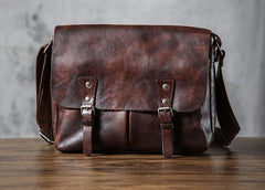 Handmade Vintage Leather Mens Cool Shoulder Bag Messenger Bag Chest Bag Bike Bag Cycling Bag for men - imessengerbags