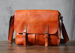 Handmade Vintage Leather Mens Cool Shoulder Bag Messenger Bag Chest Bag Bike Bag Cycling Bag for men - imessengerbags