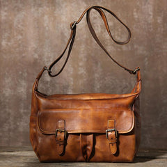 Handmade Vintage Leather Mens Cool Shoulder Bag Messenger Bag Chest Bag Bike Bag Cycling Bag for men