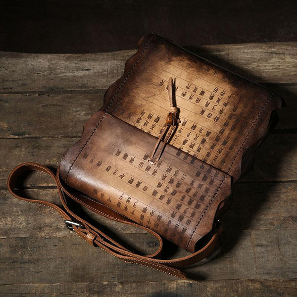 Handmade Vintage Leather Mens Cool Shoulder Bag Messenger Bag Chest Bag Bike Bag Cycling Bag for men