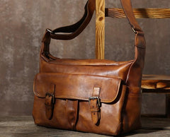 Handmade Vintage Leather Mens Cool Shoulder Bag Messenger Bag Chest Bag Bike Bag Cycling Bag for men - imessengerbags