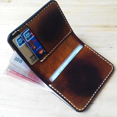 Handmade Vintage Leather Mens Slim Small Wallets for Men - imessengerbags
