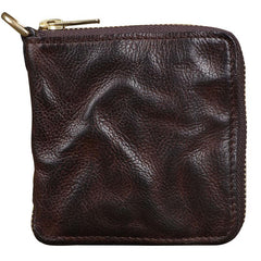 Handmade Wrinkled Mens Leather Cool billfold Chain Wallet Men Small Bifold Biker Wallets for Men - imessengerbags