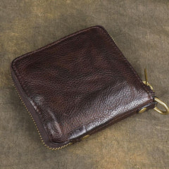 Handmade Wrinkled Mens Leather Cool billfold Chain Wallet Men Small Bifold Biker Wallets for Men - imessengerbags