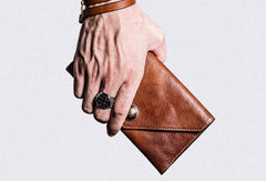 Handmade biker chain wallet leather chain wallet men Brown long wallet