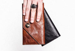 Handmade biker chain wallet leather chain wallet men Brown long wallet