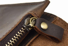 Handmade leather biker trucker wallet leather chain men Vintage Brown long wallet