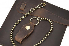 Handmade leather biker trucker wallet leather chain men Vintage Brown long wallet