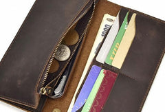 Handmade leather biker trucker wallet leather chain men Vintage Brown long wallet